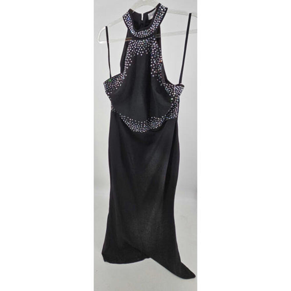 Faeriestyle Sparkle & Slay Black Evening Dress with Rhinestone Collar XL - Picture 1 of 2